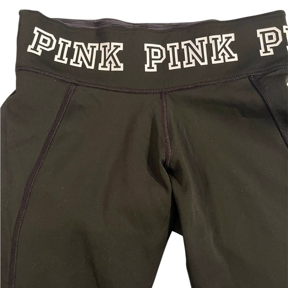 Victoria's Secret Pink Black Marl Gray Logo Ultimate Reversible Yoga Leggings S - Picture 7 of 7